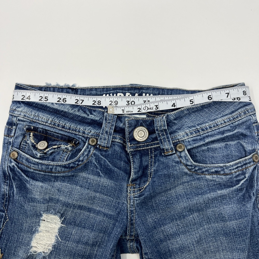 Hydraulic Jeans Distressed Ultra Super Skinny Low Rise Juniors 1/2 Blue - Picture 13 of 16